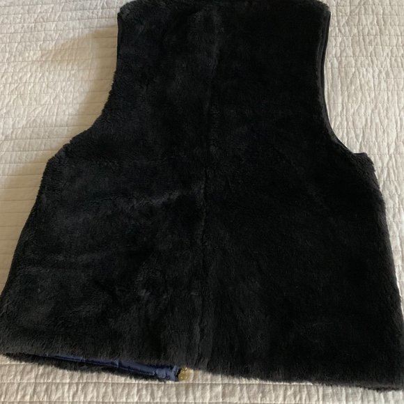 J. Crew Black Sherpa Faux Fur Vest, sz Large - Picture 7 of 7